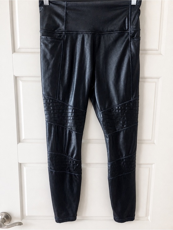 Athleta Denim - Athleta Inclination Moto Tight Leggings Black Faux Leather Shine Women’s Size M